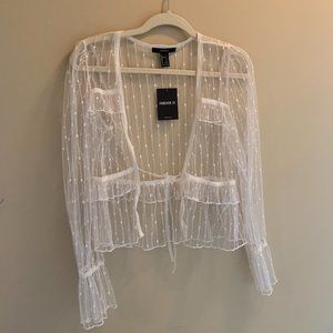 Forever 21 Sheer Long Sleeve Tie Top
